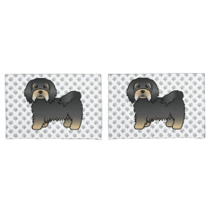 Schwarzer und brauner Havanese süßer Cartoon-Hund Kissenbezug