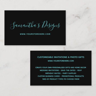 Schwarzer und Cyanblauer Online-Shop Visitenkarte