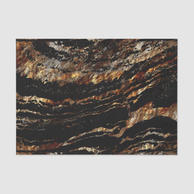 Schwarzer und dunkler Goldmarmor-Entwurf Seidenpapier (Vorderseite)