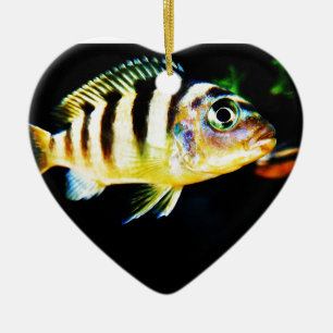 Schwarzer und gelber afrikanischer Kichlid Keramikornament