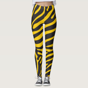 Schwarzer und gelber Zebra-Druck Leggings