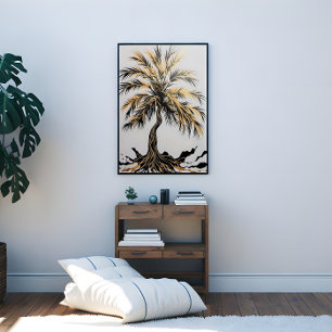 Schwarzer und goldener Dracaena-Baum Leinwanddruck