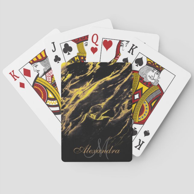 Schwarzer und goldener Granit Spielkarten (Rückseite)