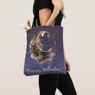 Schwarzer und goldener Halbmond Sternenhafter Hall Tasche