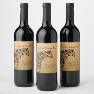 Schwarzer und goldener Jaguar Artisan Wein Weinetikett
