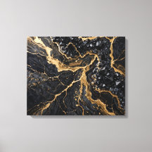 Schwarzer und goldener Marmor-Luxus-Leinwanddruck