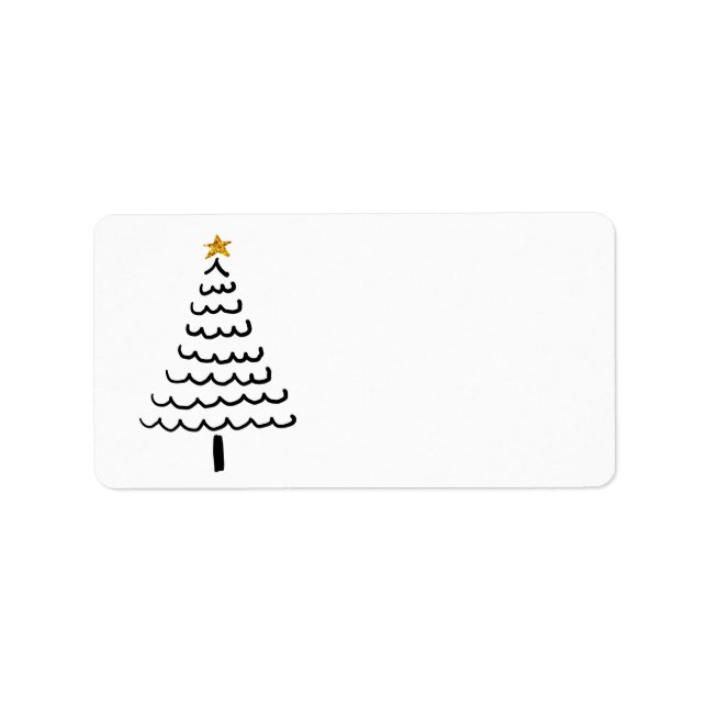 Schwarzer und goldener Weihnachtsbaum Blank Holida Adressaufkleber (Vorne)