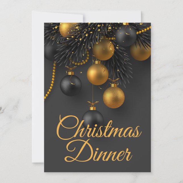 Schwarzer und goldener Weihnachtsbaum Elegantes Ab Einladung (Vorderseite)