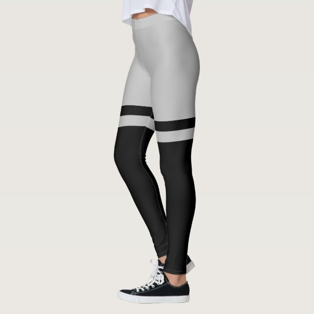 Schwarzer und grauer Schenkel Striped über dem Leggings (Links)