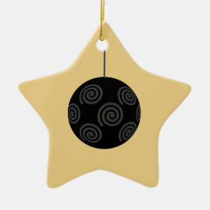 Schwarzer und grauer Weihnachtsflitter auf Gold Keramik Ornament