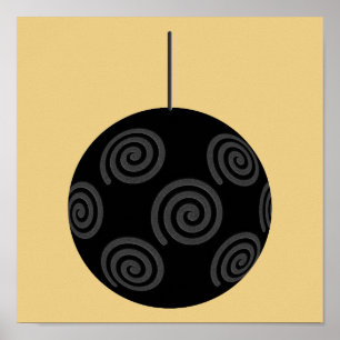 Schwarzer und grauer Weihnachtsflitter auf Gold Poster