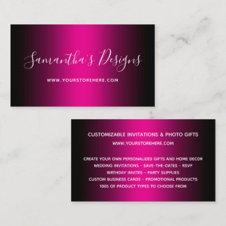 Schwarzer und Hot-Pink-Ombre-Online-Shop Visitenkarte
