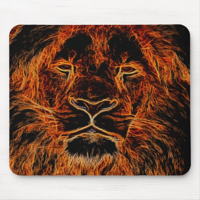 Schwarzer und orange Graffiti-Löwe-Kopf Mousepad (Vorne)