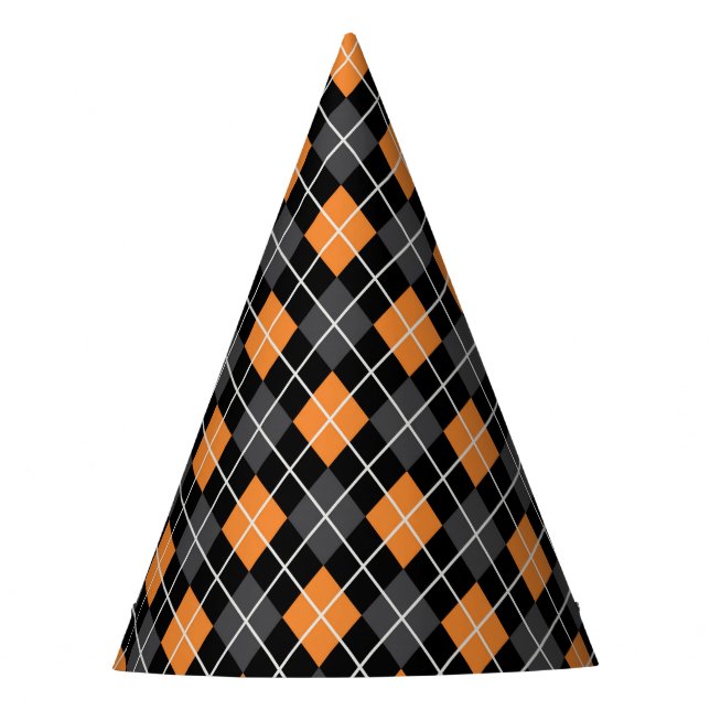 Schwarzer und orange Harlekin-Party-Hut Halloweens Partyhütchen (Vorderseite)