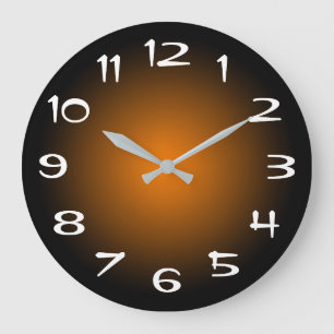 Schwarzer und orangener radialer Farbverlauf Große Wanduhr