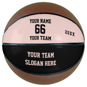 Schwarzer und rosa Basketball mit Name, Nummer, Te