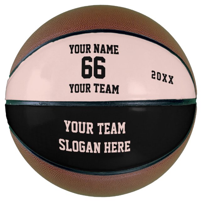 Schwarzer und rosa Basketball mit Name, Nummer, Te (Vorderseite)