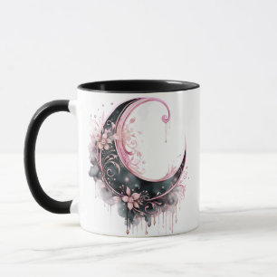 Schwarzer und rosa Bohemian-Halbmond Halloween Tasse