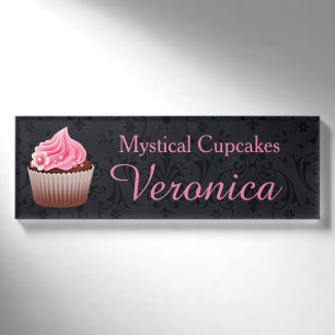 Schwarzer und rosa Kuchen-Bäckerei-Namensschild Namenschild