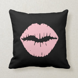 Schwarzer und rosa Lipstick Kissen