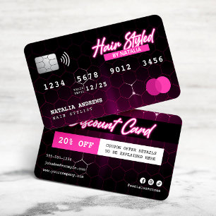 Schwarzer und Rosa professioneller Haarstylist Rabattkarte