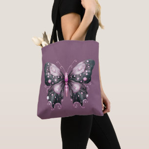 Schwarzer und rosa Schmetterling Halloween Tasche