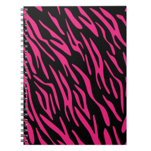 Schwarzer und rosa Zebra-Streifen-gewundenes Notizblock