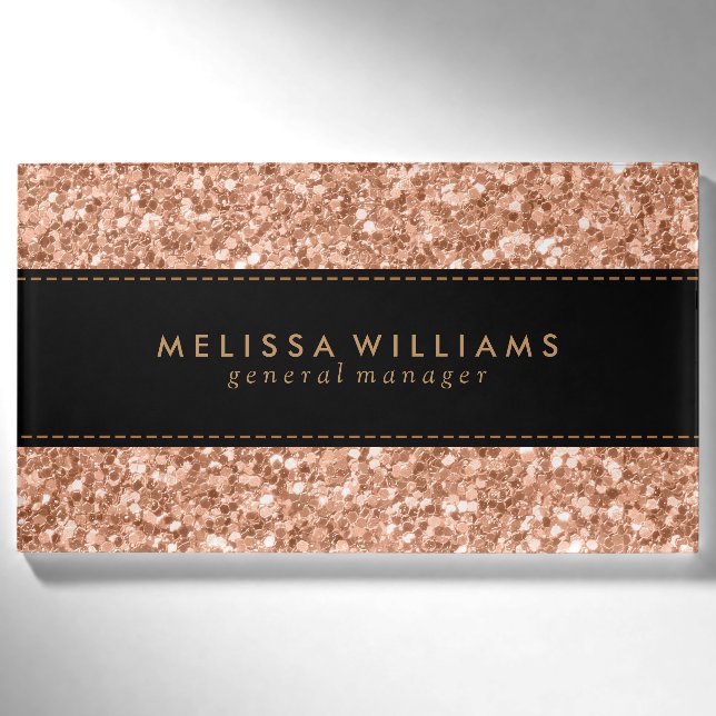 Schwarzer und Rose-Gold-Glitzer Namenschild (Vorderseite)
