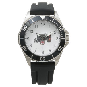 Schwarzer und roter Alttraktor Armbanduhr