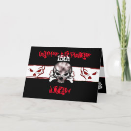 Schwarzer und Roter Schädel Geburtstag Karte