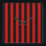 Schwarzer und roter Streifen Quadratische Wanduhr<br><div class="desc">Schwarzer und roter Streifen</div>