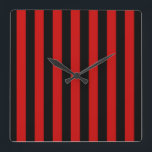 Schwarzer und roter Streifen Quadratische Wanduhr<br><div class="desc">Schwarzer und roter Streifen</div>