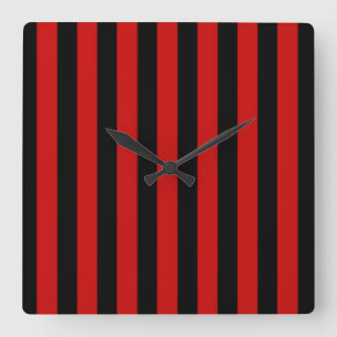 Schwarzer und roter Streifen Quadratische Wanduhr