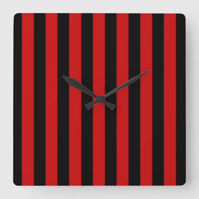 Schwarzer und roter Streifen Quadratische Wanduhr (Vorderseite)