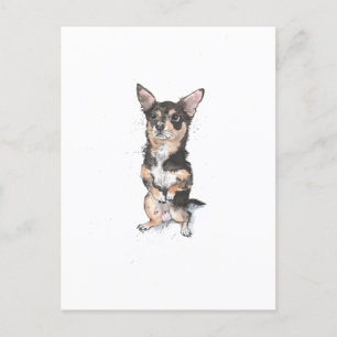 Schwarzer und Tan Chihuahua Niedlicher lustiger Hu Postkarte