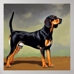 Schwarzer und Tan Coonhound Hund Poster
