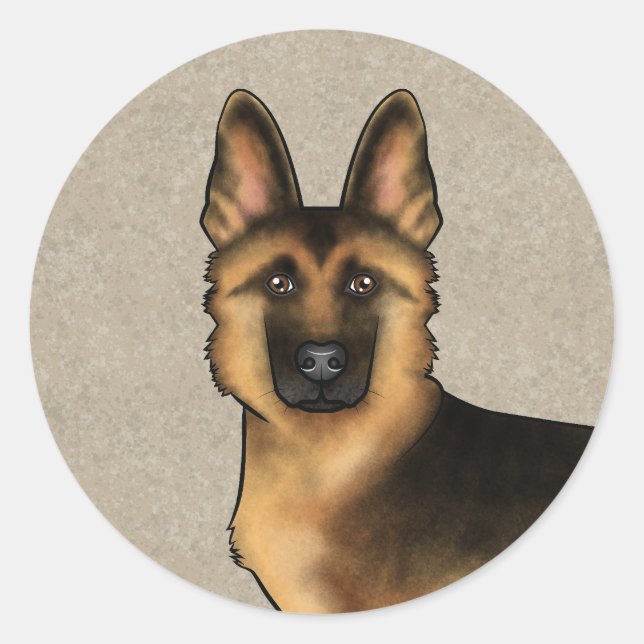Schwarzer und Tan-deutscher Schäferhund Kopf auf B Runder Aufkleber (Vorderseite)