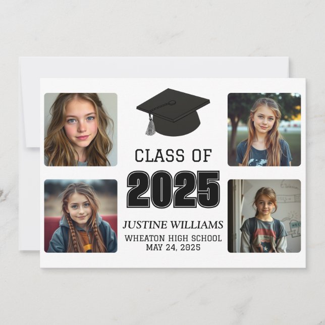 Schwarzer und weißer Abschluss Ankündigung (Vorderseite)