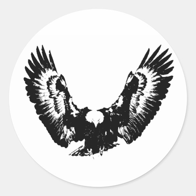 Schwarzer und weißer Adler Runder Aufkleber (Vorderseite)