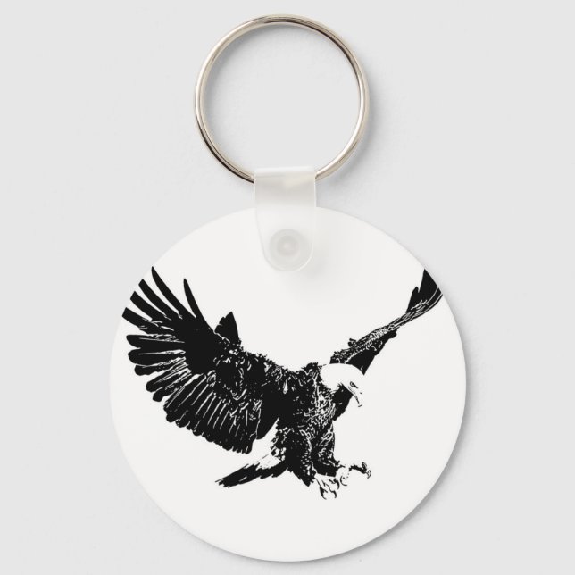 Schwarzer und weißer Adler Schlüsselanhänger (Vorderseite)