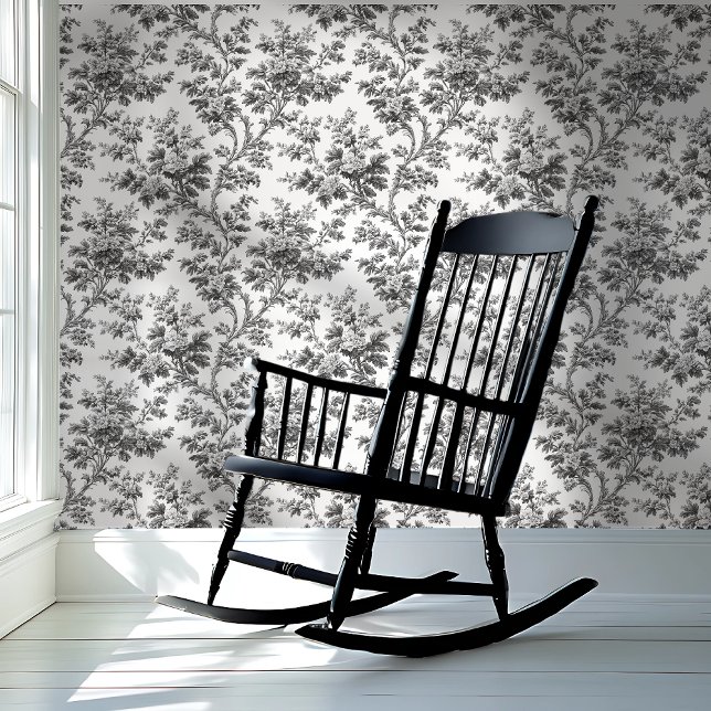 Schwarzer und weißer Blütenrebe Peel-and-Stick Tapete (Von Creator hochgeladen)