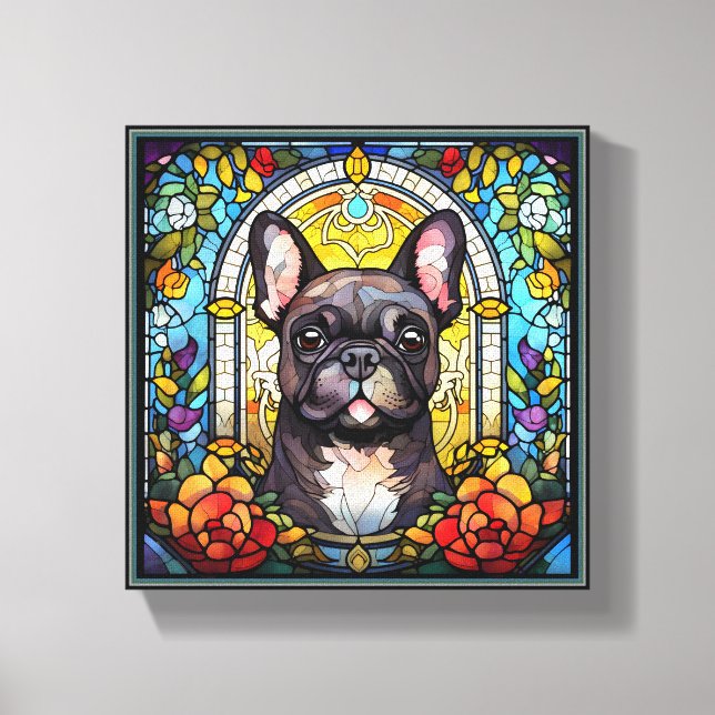Schwarzer und weißer Bulldog Leinwanddruck (Vorderseite)