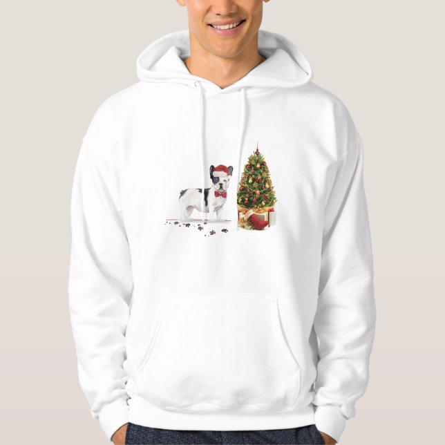 Schwarzer und weißer Bulldogge Hoodie (Vorderseite)