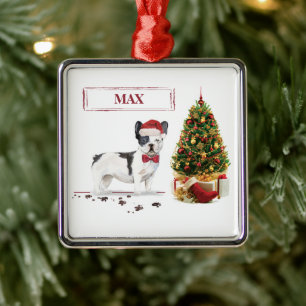 Schwarzer und weißer Bulldogge Ornament Aus Metall