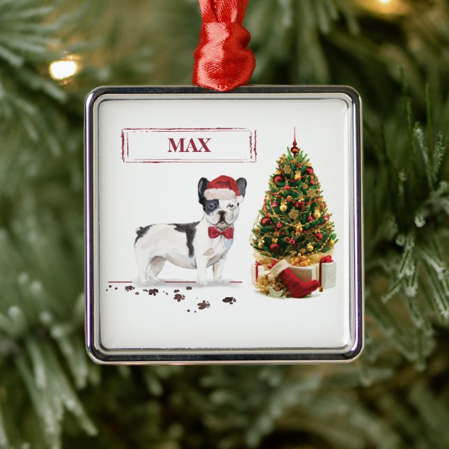 Schwarzer und weißer Bulldogge Ornament Aus Metall (Baum)