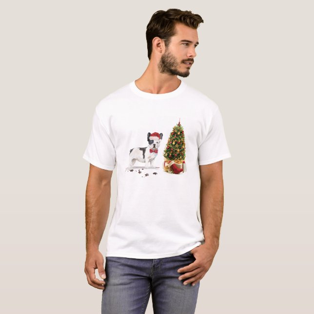 Schwarzer und weißer Bulldogge T-Shirt (Vorne ganz)