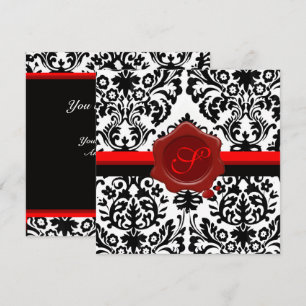 SCHWARZER UND WEISSER DAMASK, MONOGRAMM-SILBER FÜR EINLADUNG