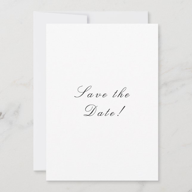 Schwarzer und weißer eleganter Schrift-QR-Code Save The Date (Vorderseite)