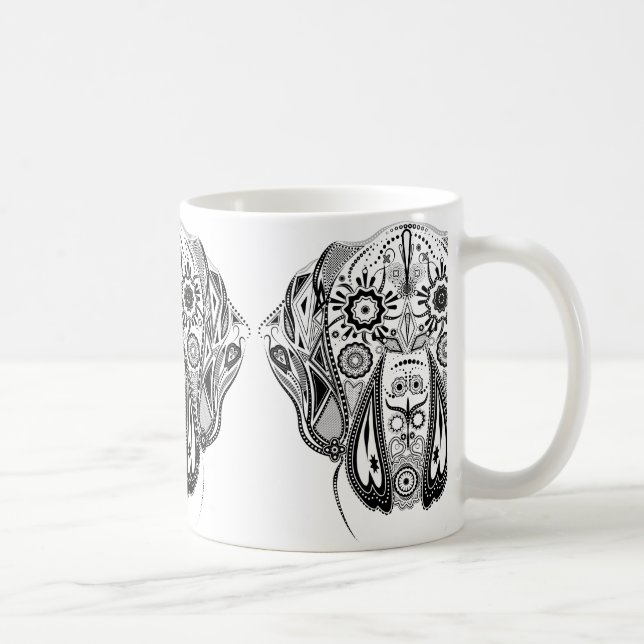 Schwarzer und weißer Großhund Kaffeetasse (Rechts)