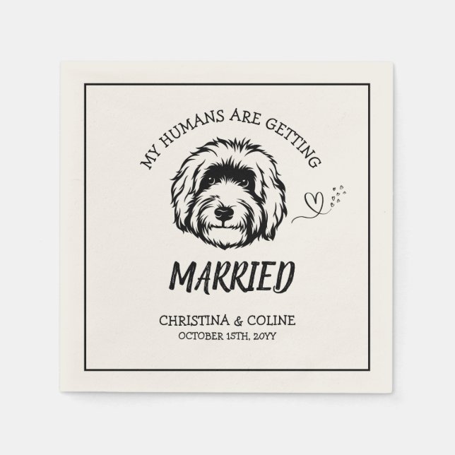 Schwarzer und weißer Hund Moderner Spaß Einfaches  Serviette (Vorderseite)